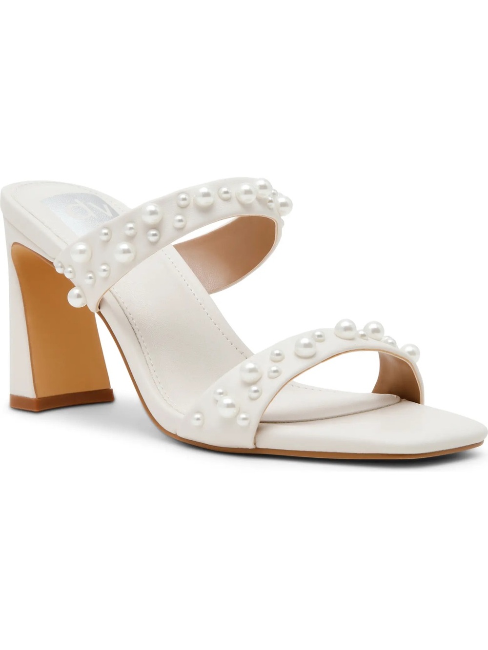 DV by Dolce Vita Veniss Pearl-Embellished Double-Strap Block Heel Sandal NWT 9.5